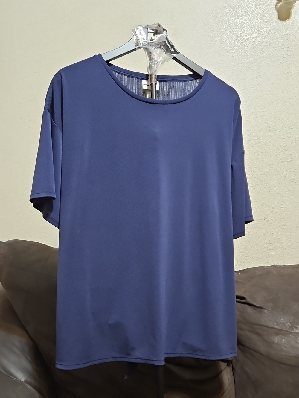 Ava & Viv Short Sleeve Round Neck Top - Navy Blue